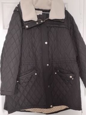 Michael Kors Black Quilted Jacket with Button Detail